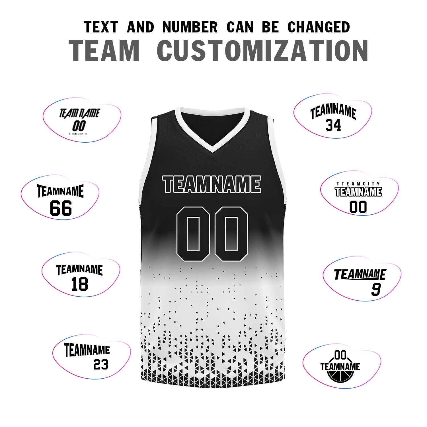 Custom Black White Fade Fashion Sports Uniform Basketball Jersey BBJ01-D020102-2
