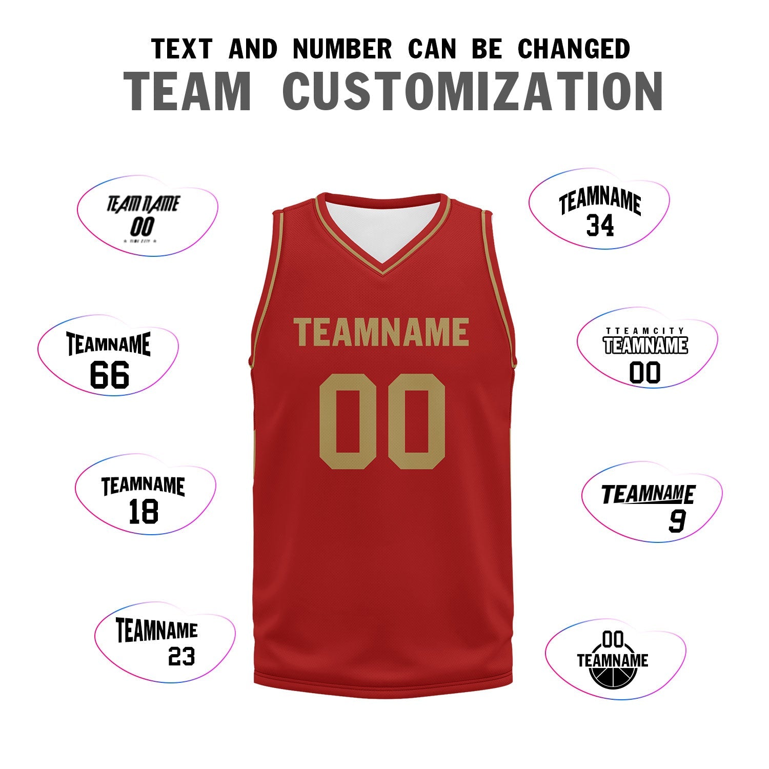 Custom Red Classic Style Sports Uniform Basketball Jersey BBJ01-D020105-21