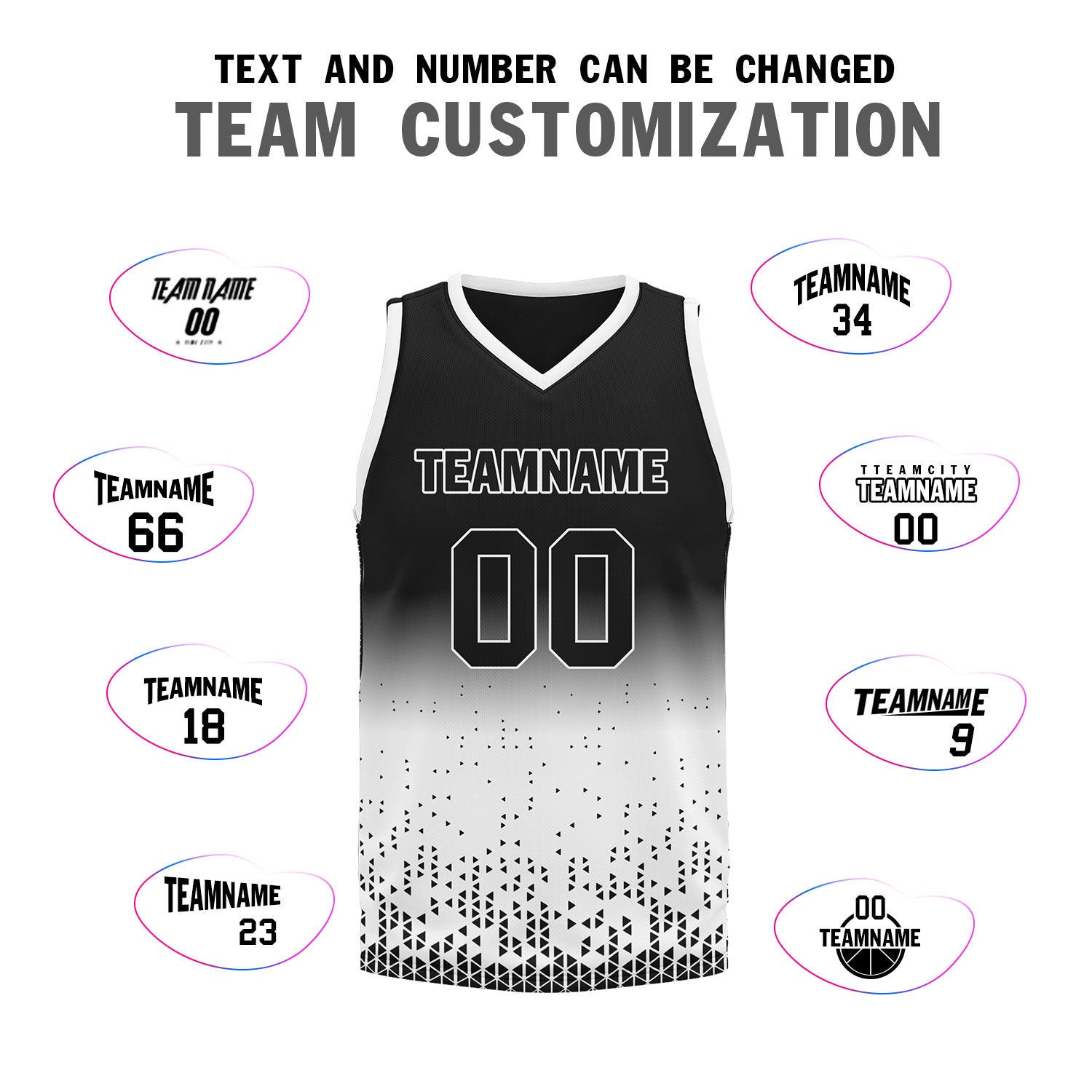 Custom Black White Fade Fashion Sports Uniform Basketball Jersey BBJ01-D020102-2