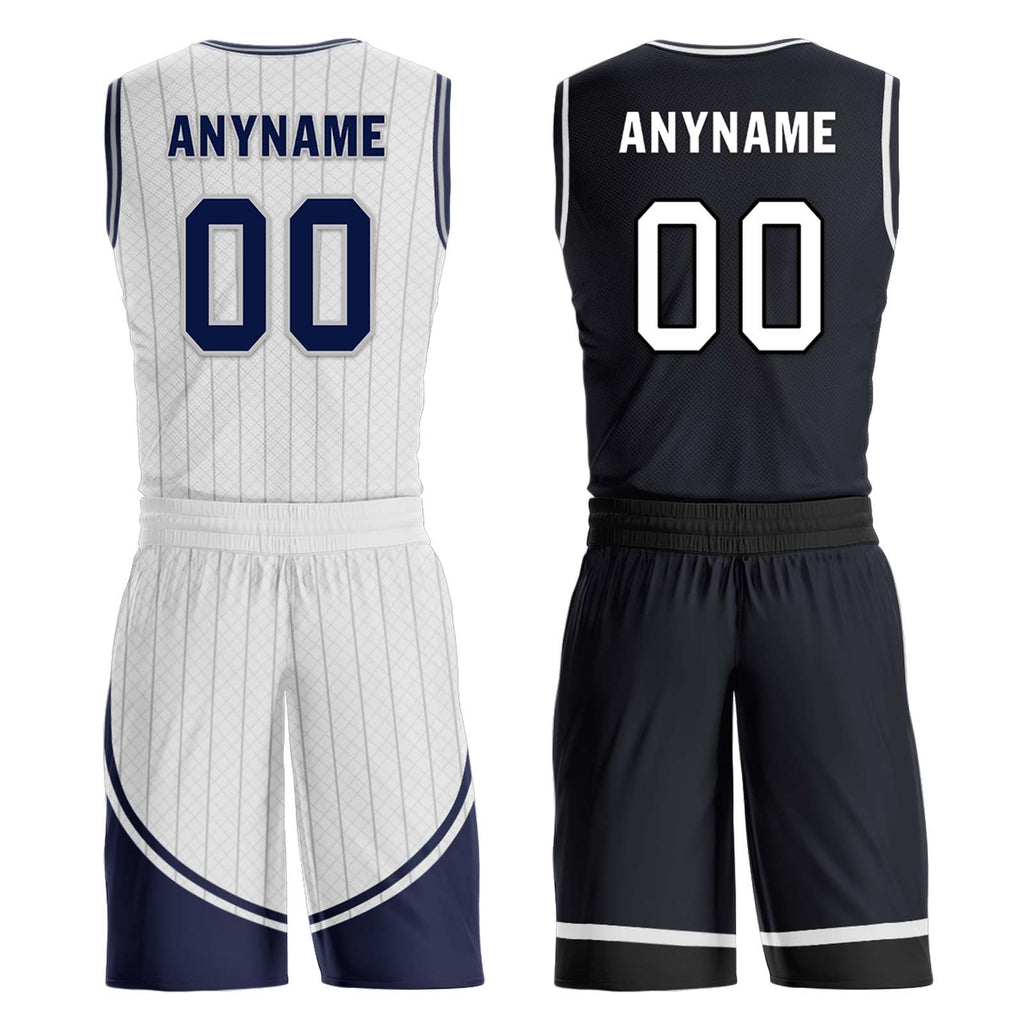Custom White Dark Blue Black Orlando City Edition Personalized Reversible Basketball Set Sports Basketball Jersey BBJ01R-D0610-22