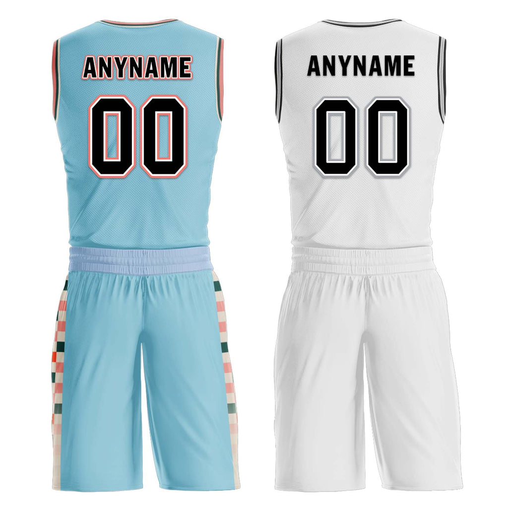 Custom Glacier Blue Brown Red San Antonio City Edition Personalized Reversible Basketball Set Sports Basketball Jersey BBJ01R-D0610-27