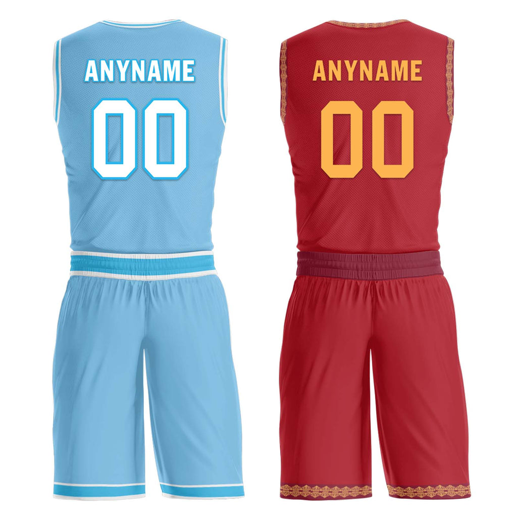 Custom Blue Red Cleveland City Edition Personalized Reversible Basketball Set Sports Basketball Jersey BBJ01R-D0610-6