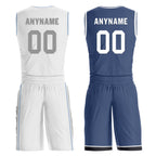 Custom White Gray Blue Dallas City Edition Personalized Reversible Basketball Set Sports Basketball Jersey BBJ01R-D0610-7