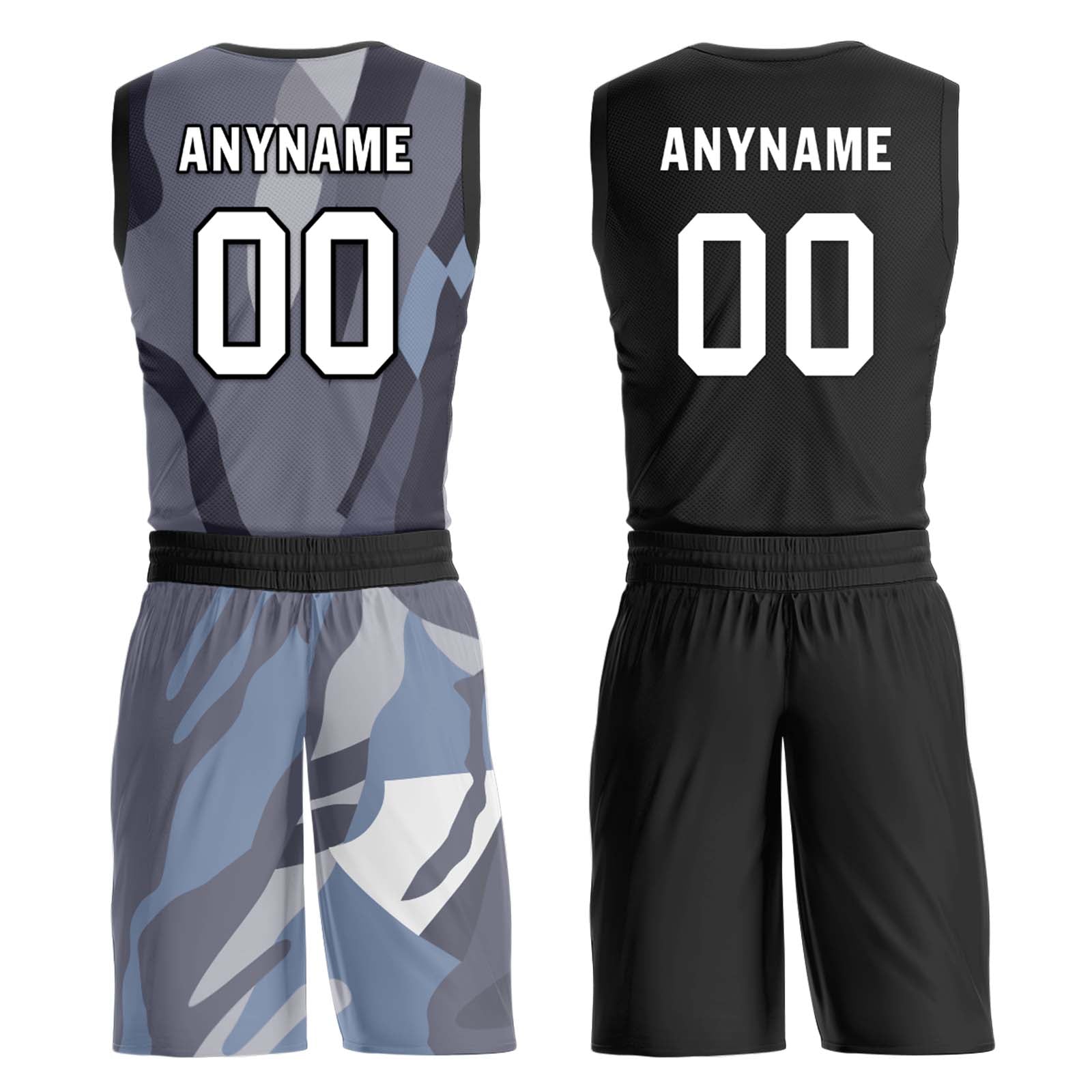 Custom Camouflage Black Brooklyn City Edition Personalized Reversible Basketball Set Sports Basketball Jersey BBJ01R-D0610-3