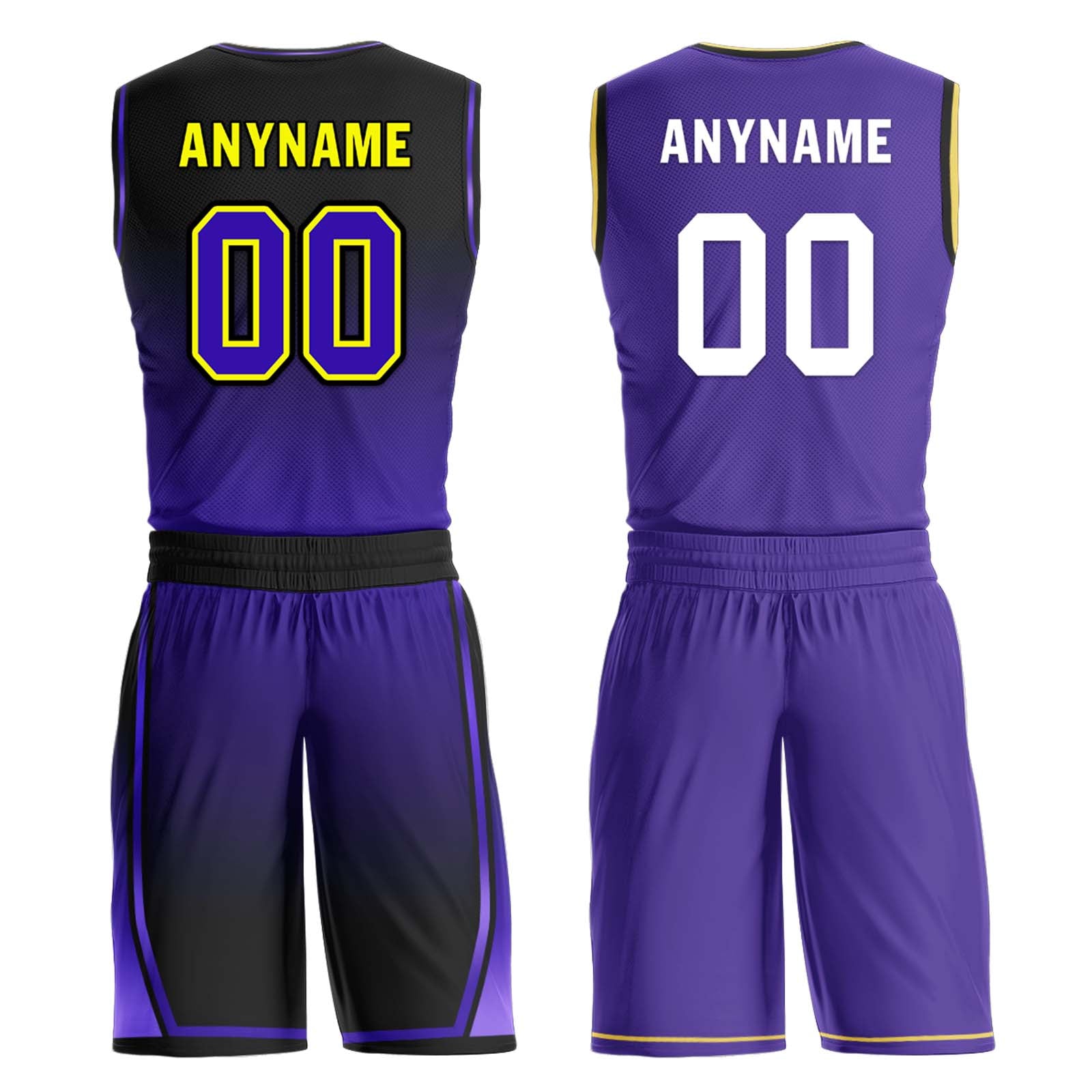 Custom Black Purple Los Angeles City Edition Personalized Reversible Basketball Set Sports Basketball Jersey BBJ01R-D0610-14