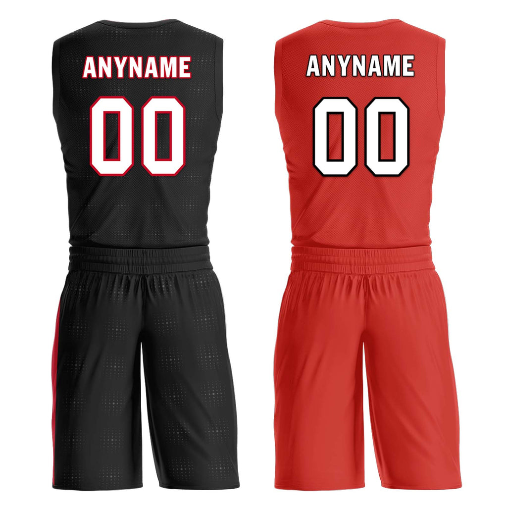 Custom Black Red Plaid Portland City Edition Personalized Reversible Basketball Set Sports Basketball Jersey BBJ01R-D0610-25