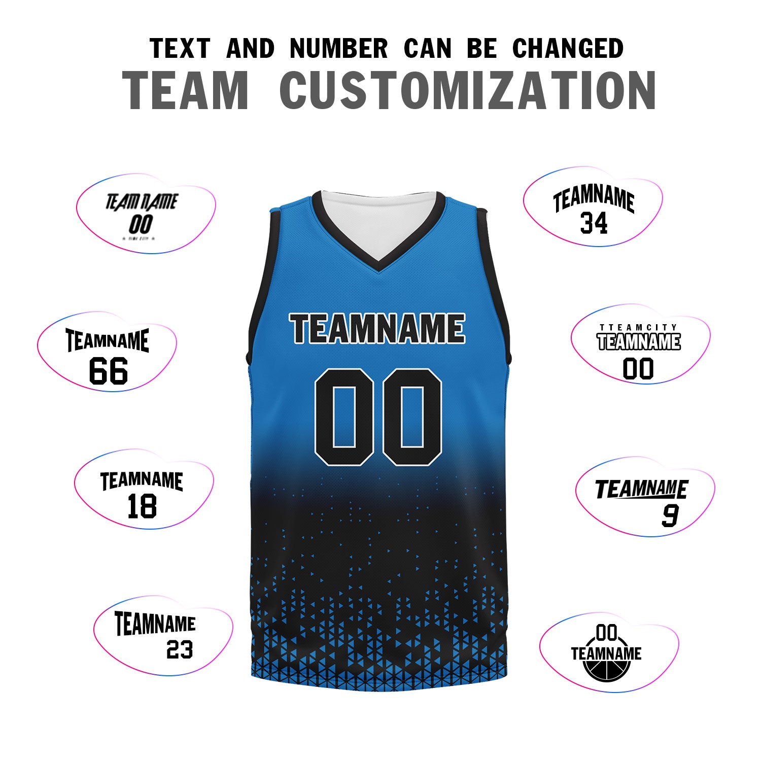 Custom Blue Black Fade Fashion Sports Uniform Basketball Jersey BBJ01-D020102-11