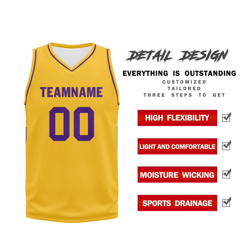 Custom Yellow Classic Style Sports Uniform Basketball Jersey BBJ01-D020105-15