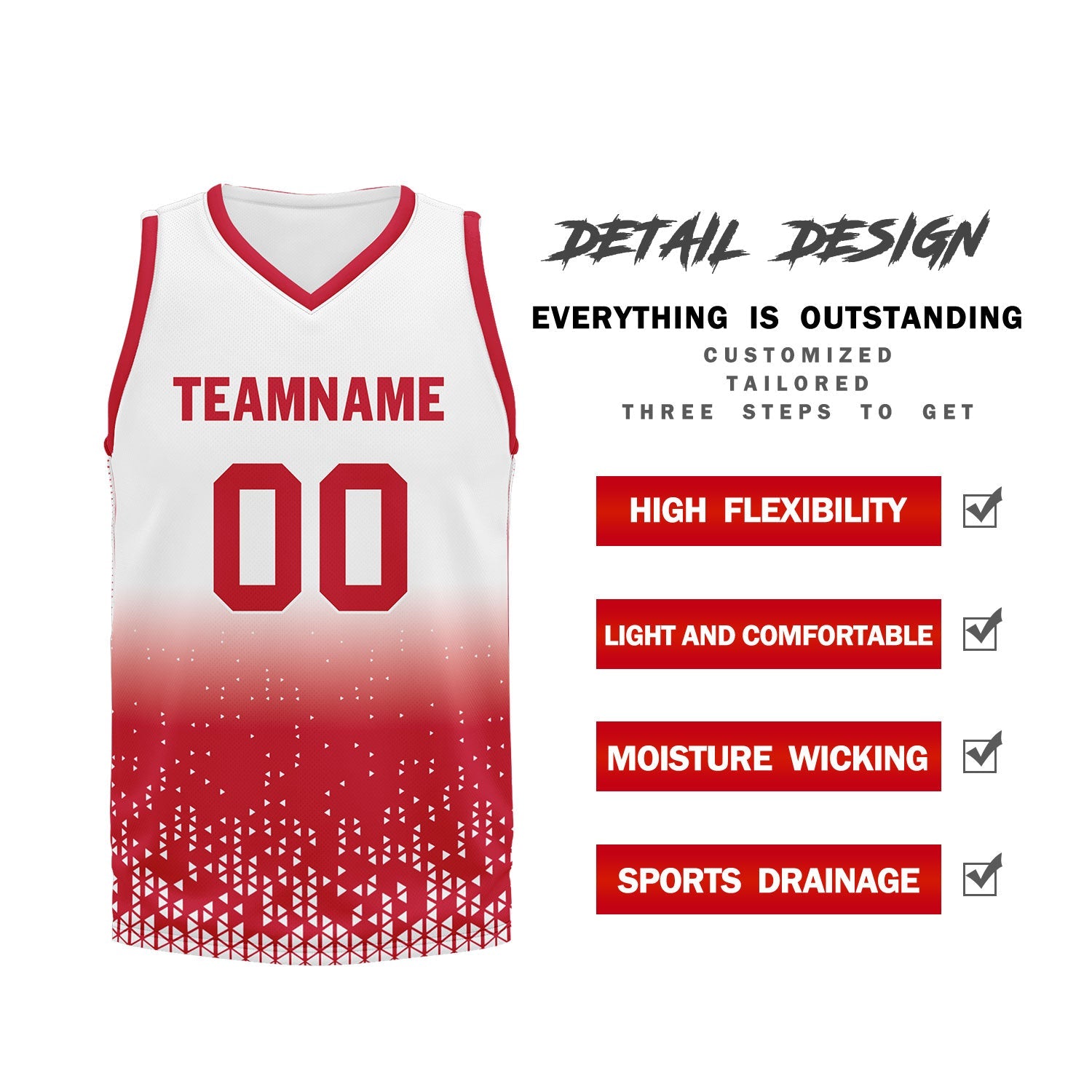 Custom White Red Fade Fashion Sports Uniform Basketball Jersey BBJ01-D020102-8