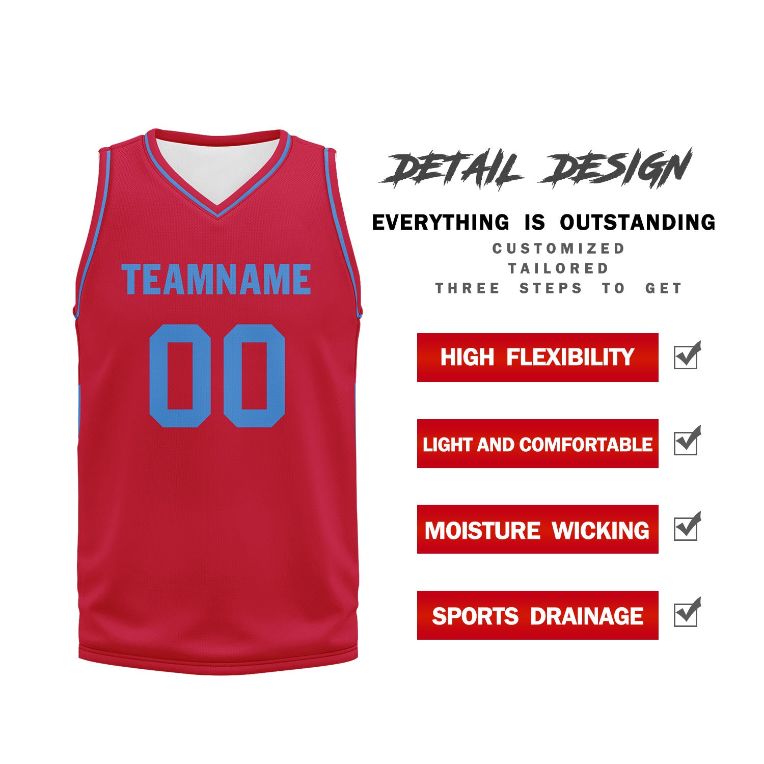 Custom Red Classic Style Sports Uniform Basketball Jersey BBJ01-D020105-23