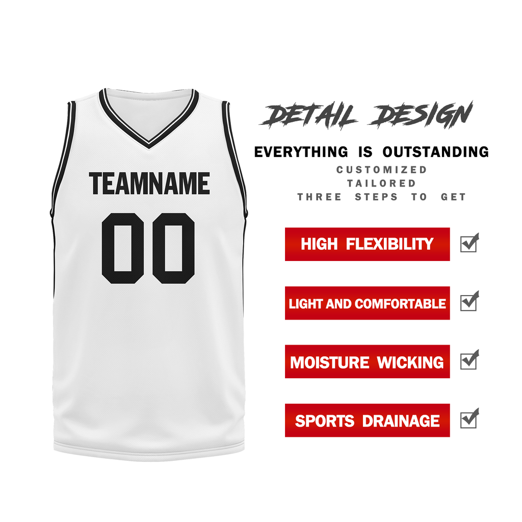 Custom White Black Classic Style Sports Uniform Basketball Jersey BBJ01-bd0a7008