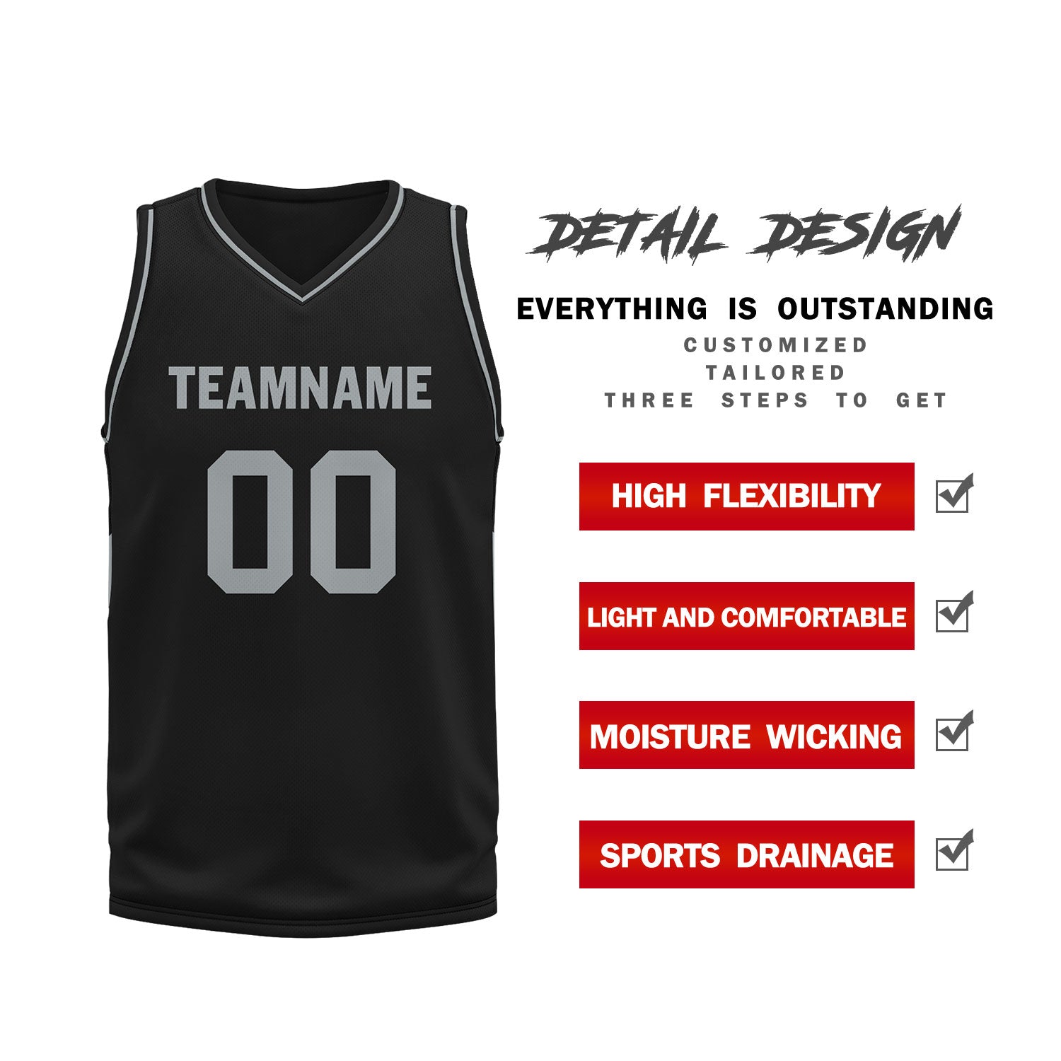 Custom Black Classic Style Sports Uniform Basketball Jersey BBJ01-D020105-18