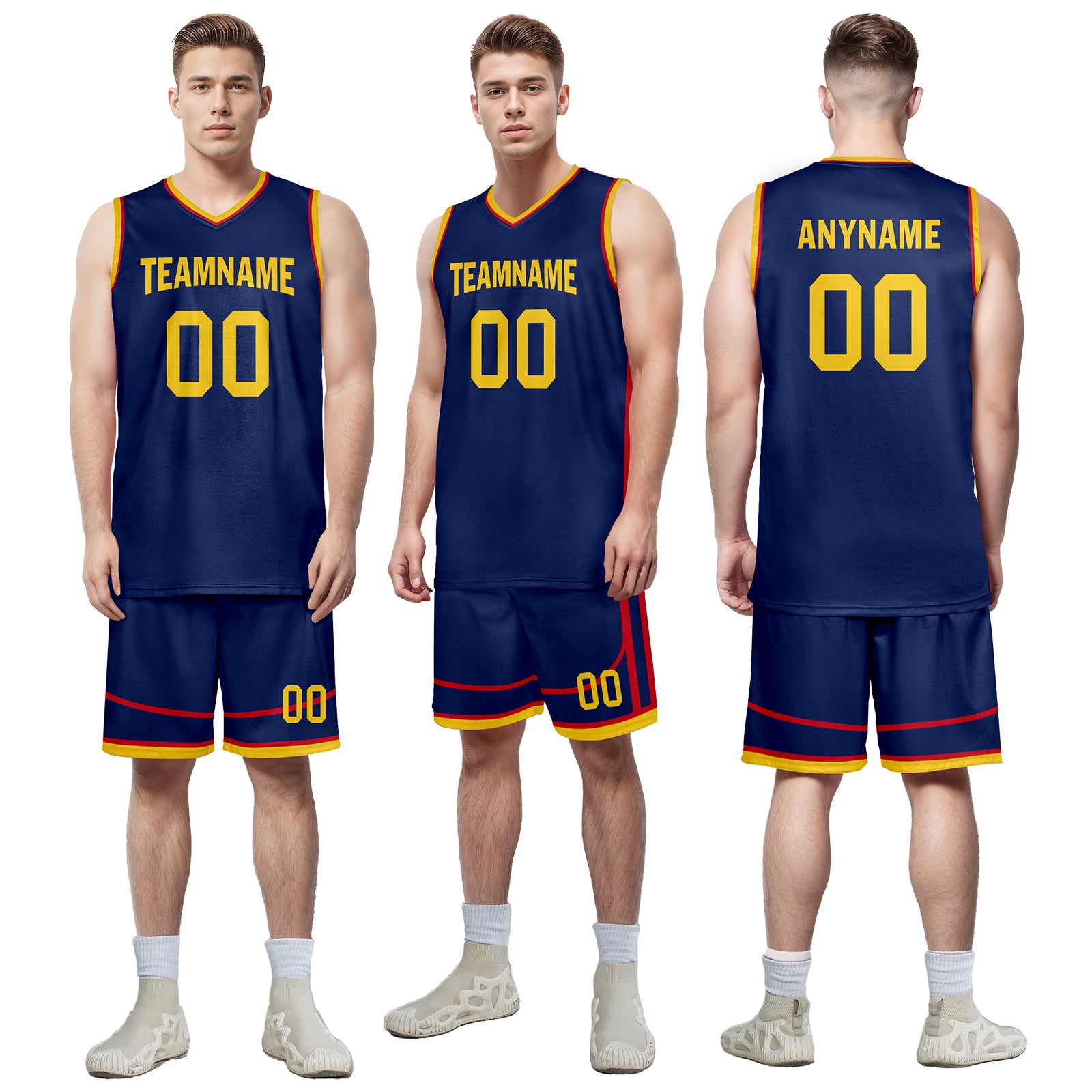 Custom Navy Blue Red Gold City Edition Personalized Sports Uniform Authentic Basketball Jersey BBJ01-D06101-10