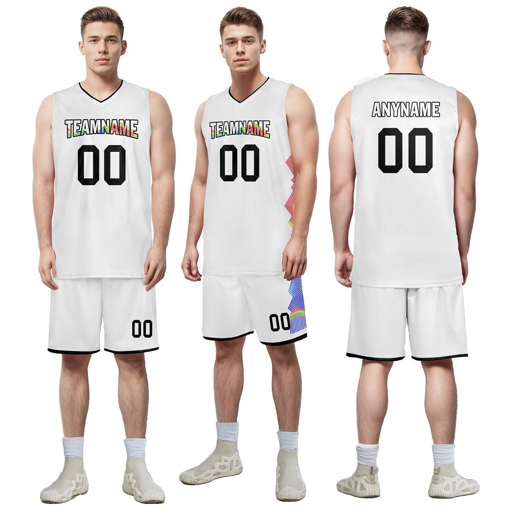 Custom White Rainbow City Edition Personalized Sports Uniform Authentic Basketball Jersey BBJ01-D06101-8