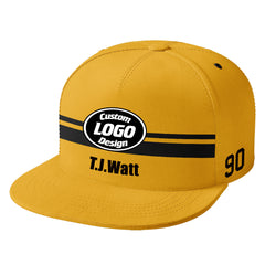 Custom Yellow Pittsburgh Hat Sport Design Cap Stitched Adjustable Personalized PR067B-D020262-30