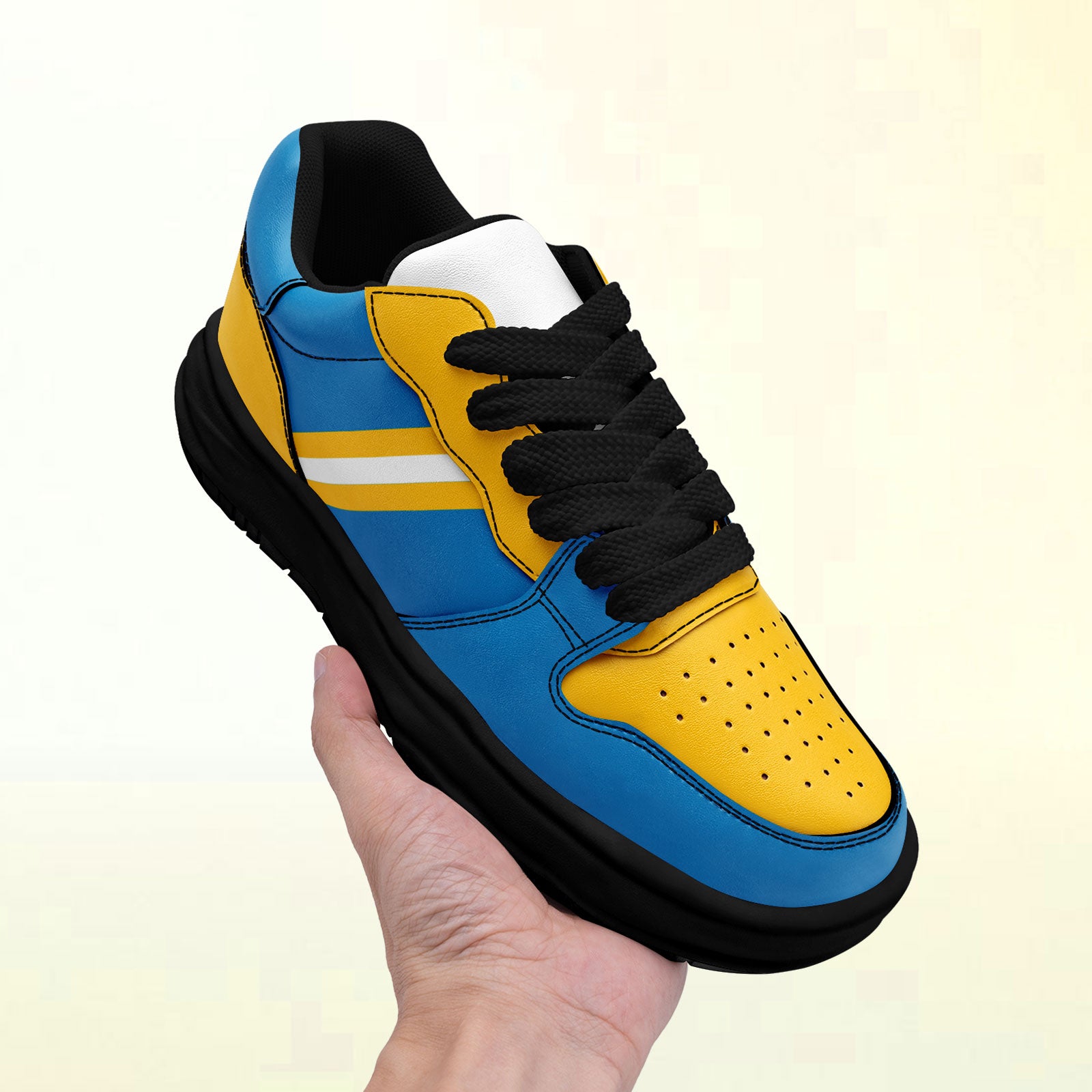 Custom Blue Yellow Los Angeles Shoes Personalized Sneaker FN032-D020389-22