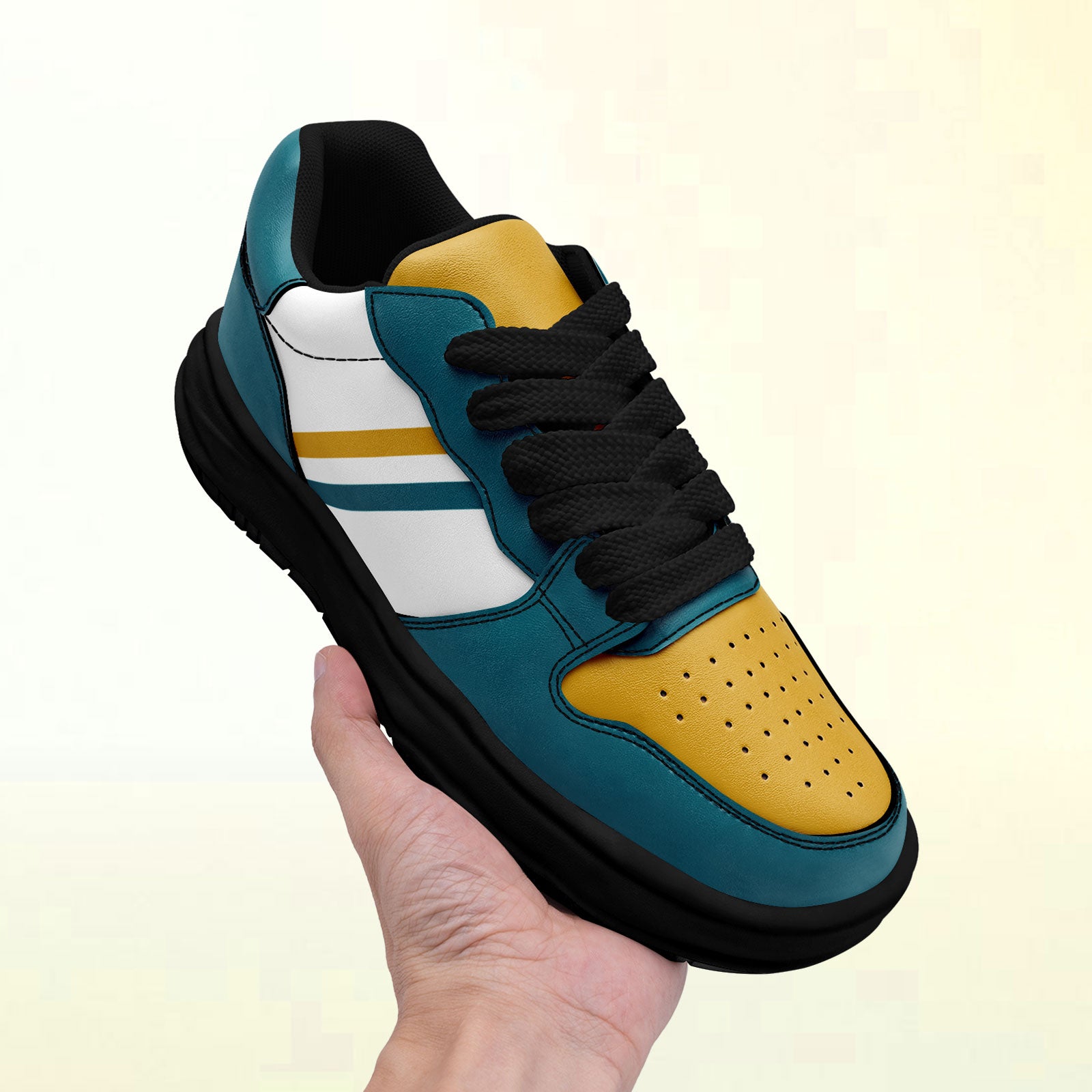 Custom Green Yellow Jacksonville Shoes Personalized Sneaker FN032-D020389-16