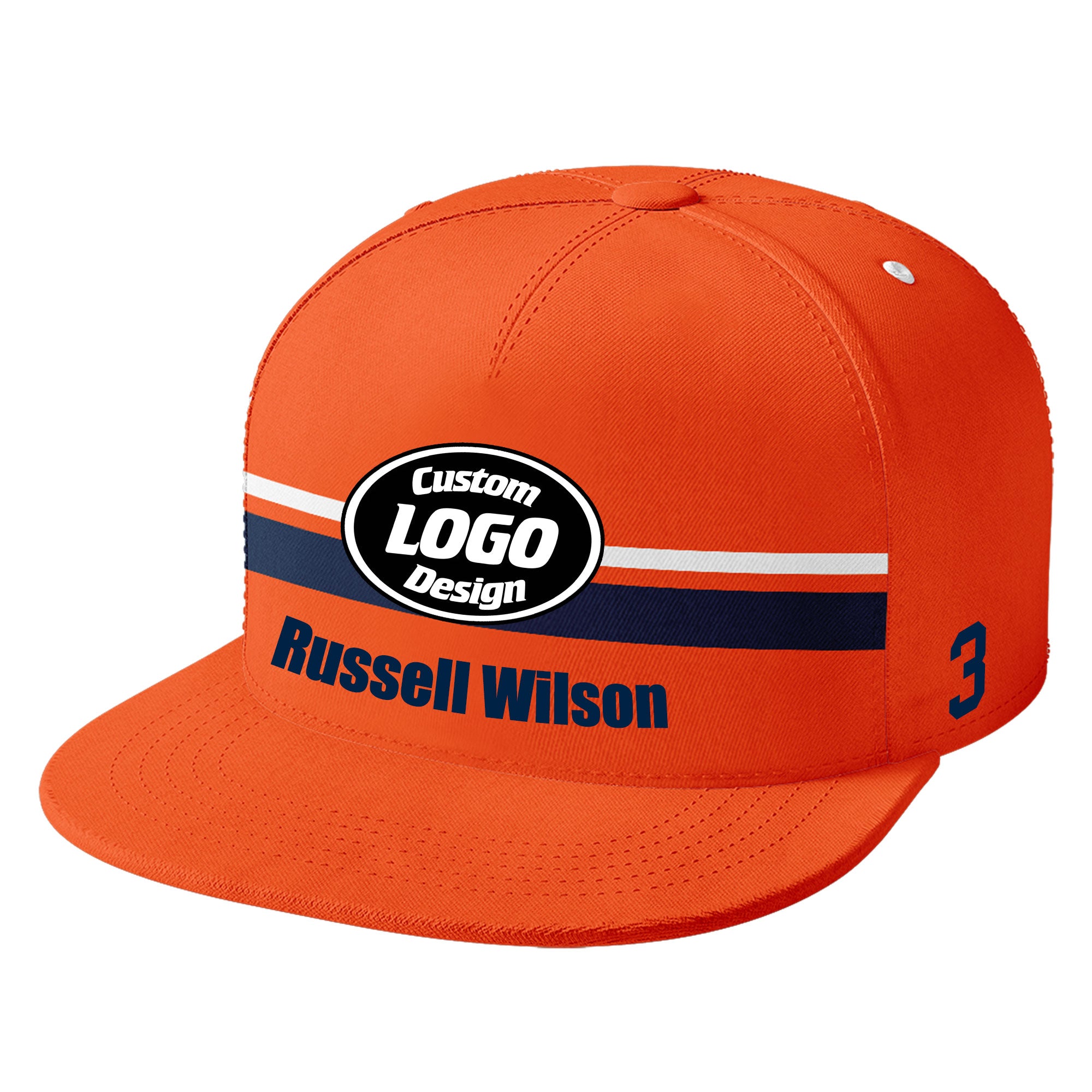 Custom Orange Denver Hat Sport Design Cap Stitched Adjustable Personalized PR067B-D020262-10