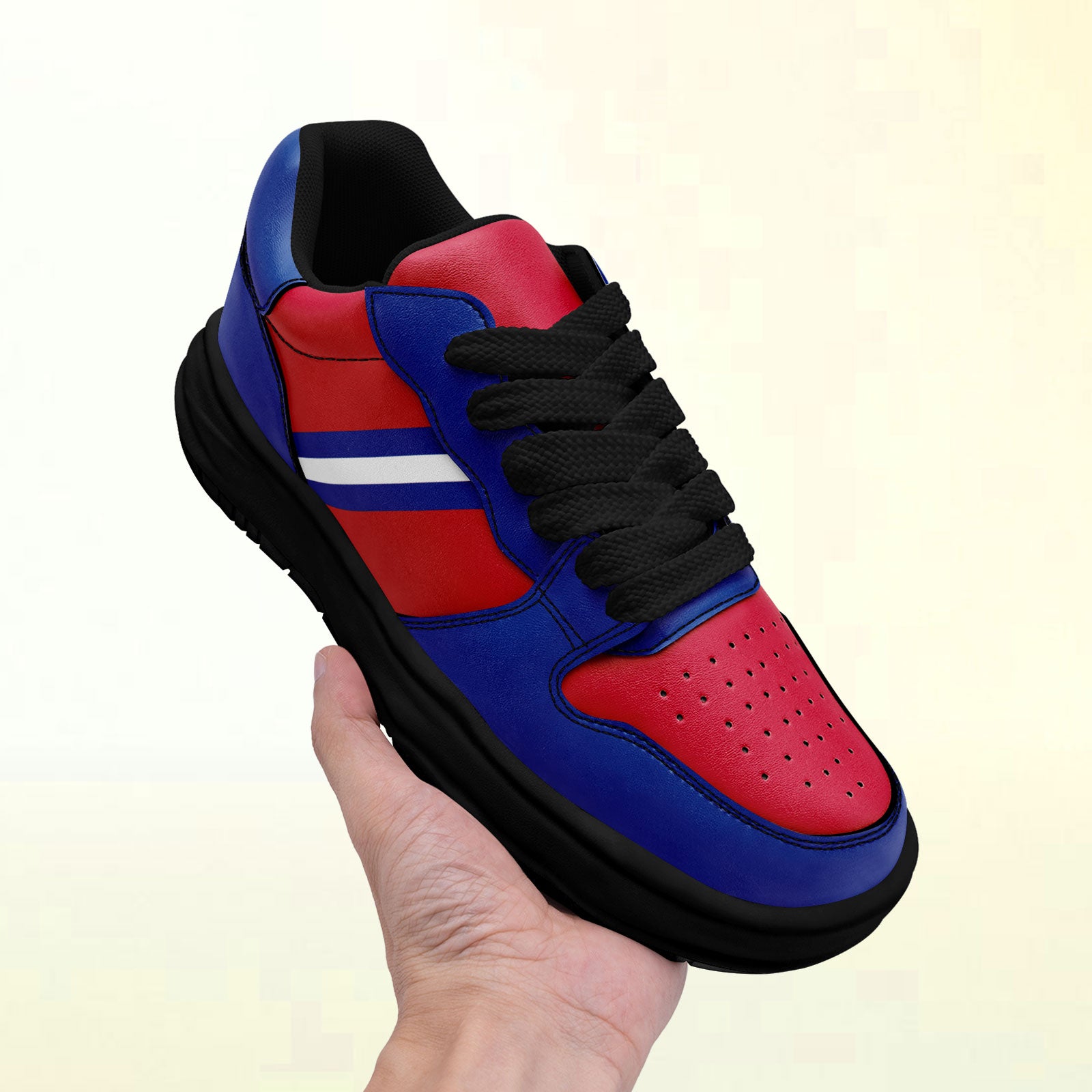 Custom Red Blue Buffalo Shoes Personalized Sneaker FN032-D020389-4