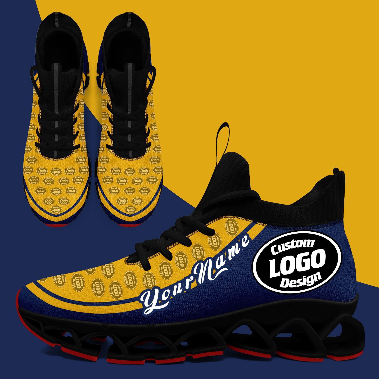 Custom Navy Yellow Maxsoul Shoes Personalized Sneaker FN030XD-D020388-13
