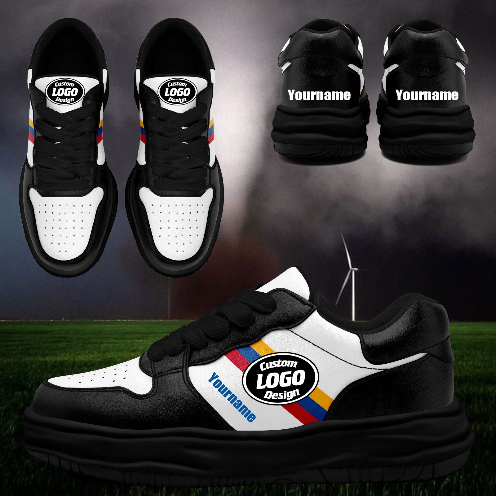 Custom Black White Pittsburgh Shoes Personalized Sneaker FN032-D020389-30