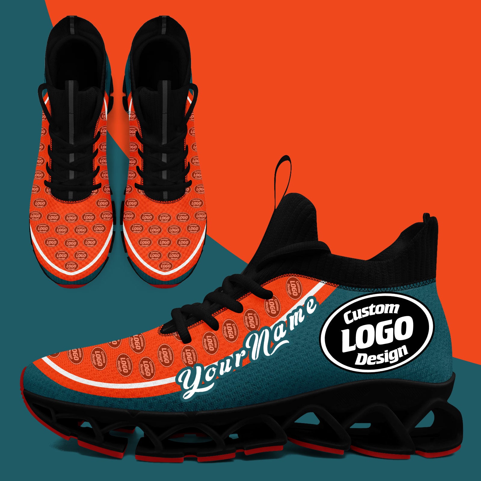 Custom Green Orange Maxsoul Shoes Personalized Sneaker FN030XD-D020388-6