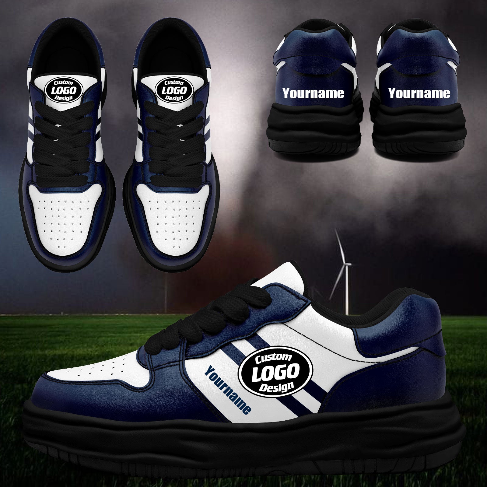 Custom Blue White Dallas Shoes Personalized Sneaker FN032-D020389-9