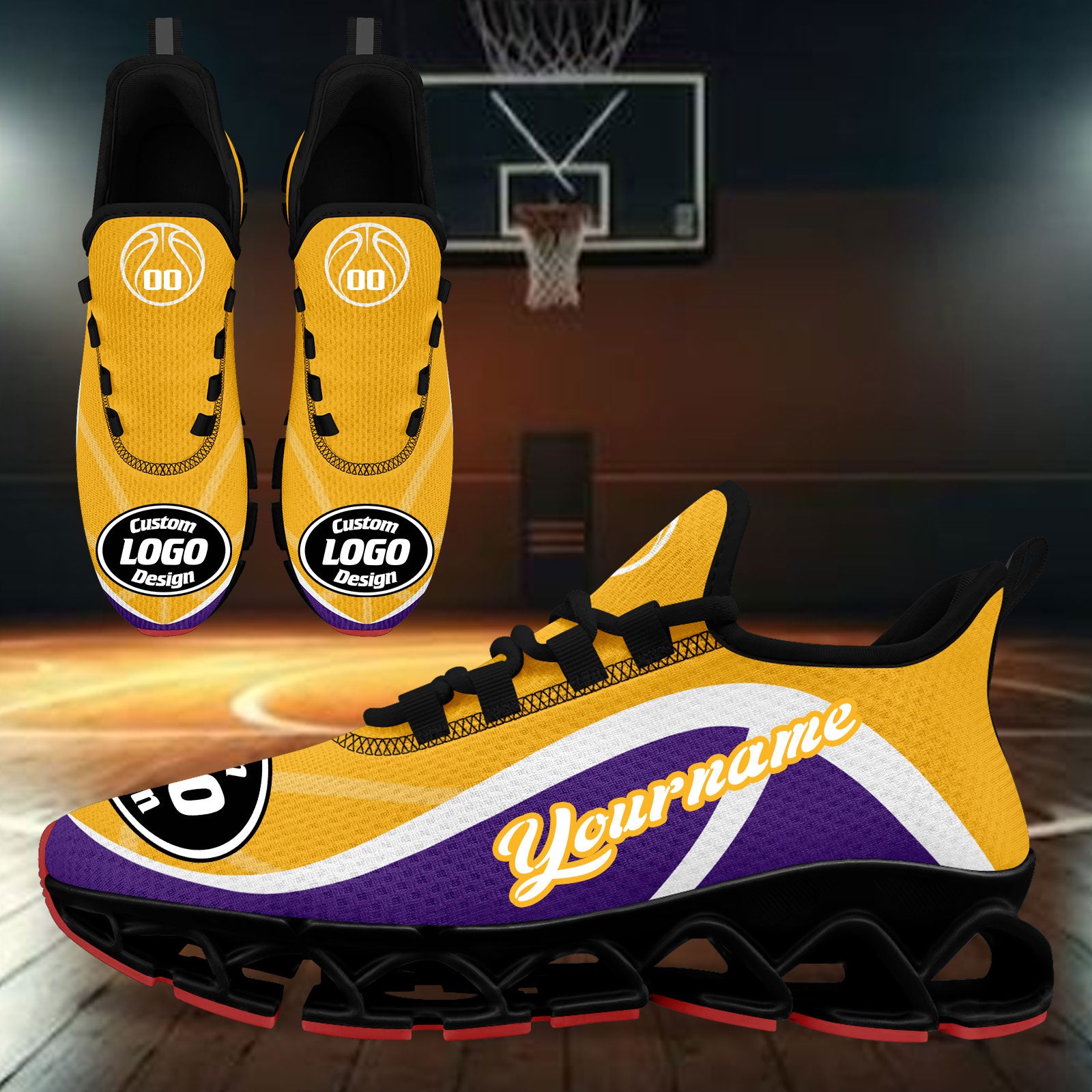 Custom Purple Yellow Maxsoul Shoes Personalized Sneaker FN003XD-D020391-7