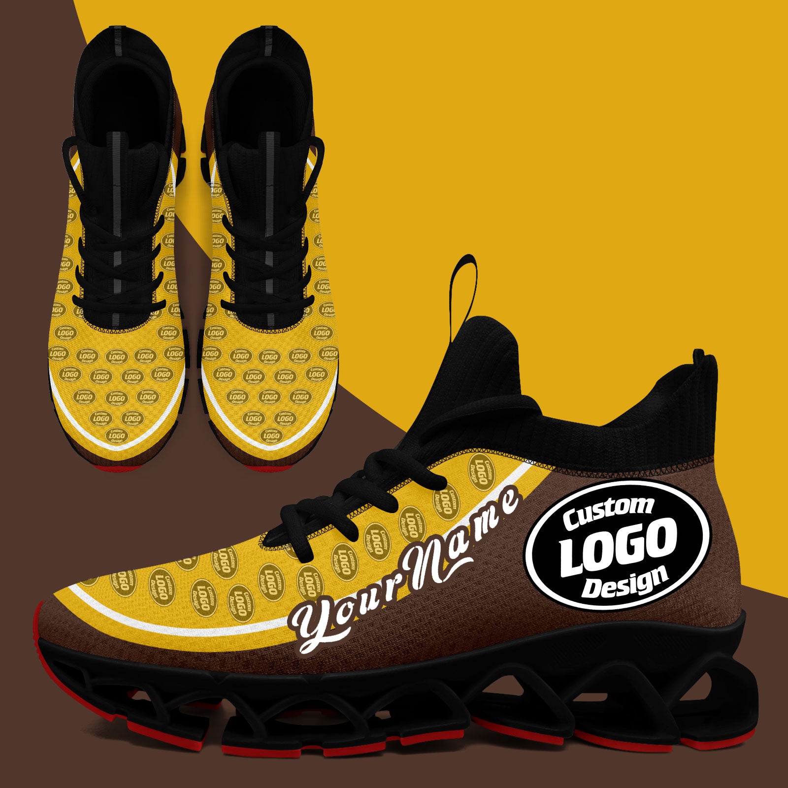 Custom Brown Yellow Maxsoul Shoes Personalized Sneaker FN030XD-D020388-14
