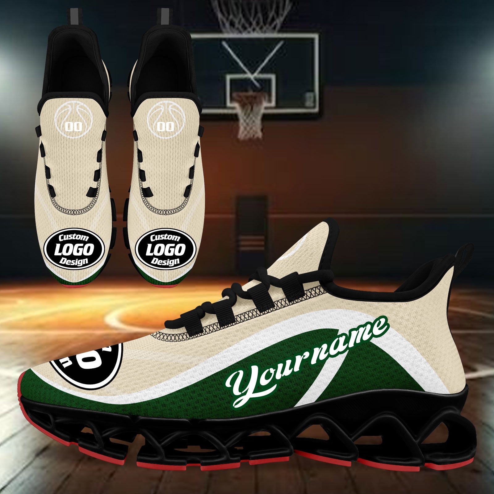 Custom Green Cream Maxsoul Shoes Personalized Sneaker FN003XD-D020391-14
