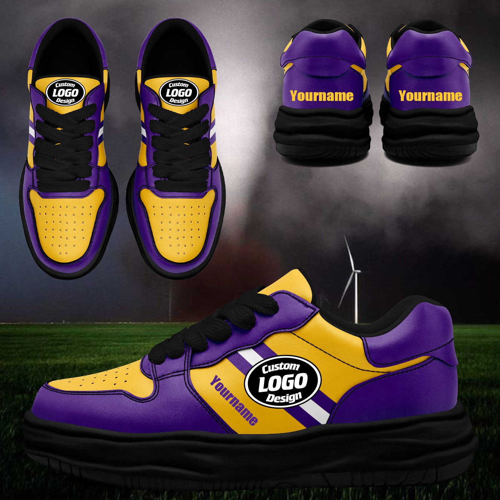 Custom Purple Yellow Minnesota Shoes Personalized Sneaker FN032-D020389-17
