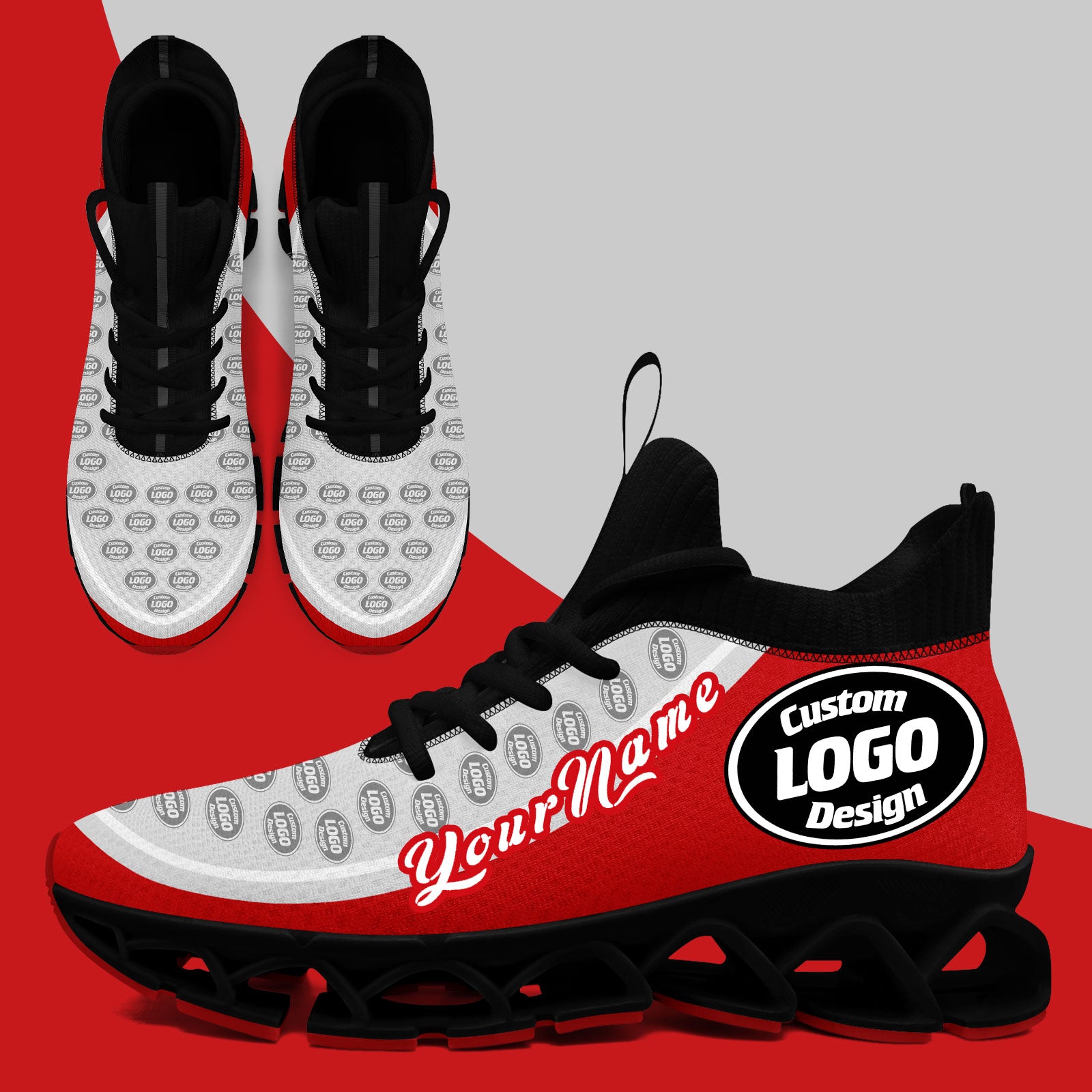 Custom Red Gray Maxsoul Shoes Personalized Sneaker FN030XD-D020388-21