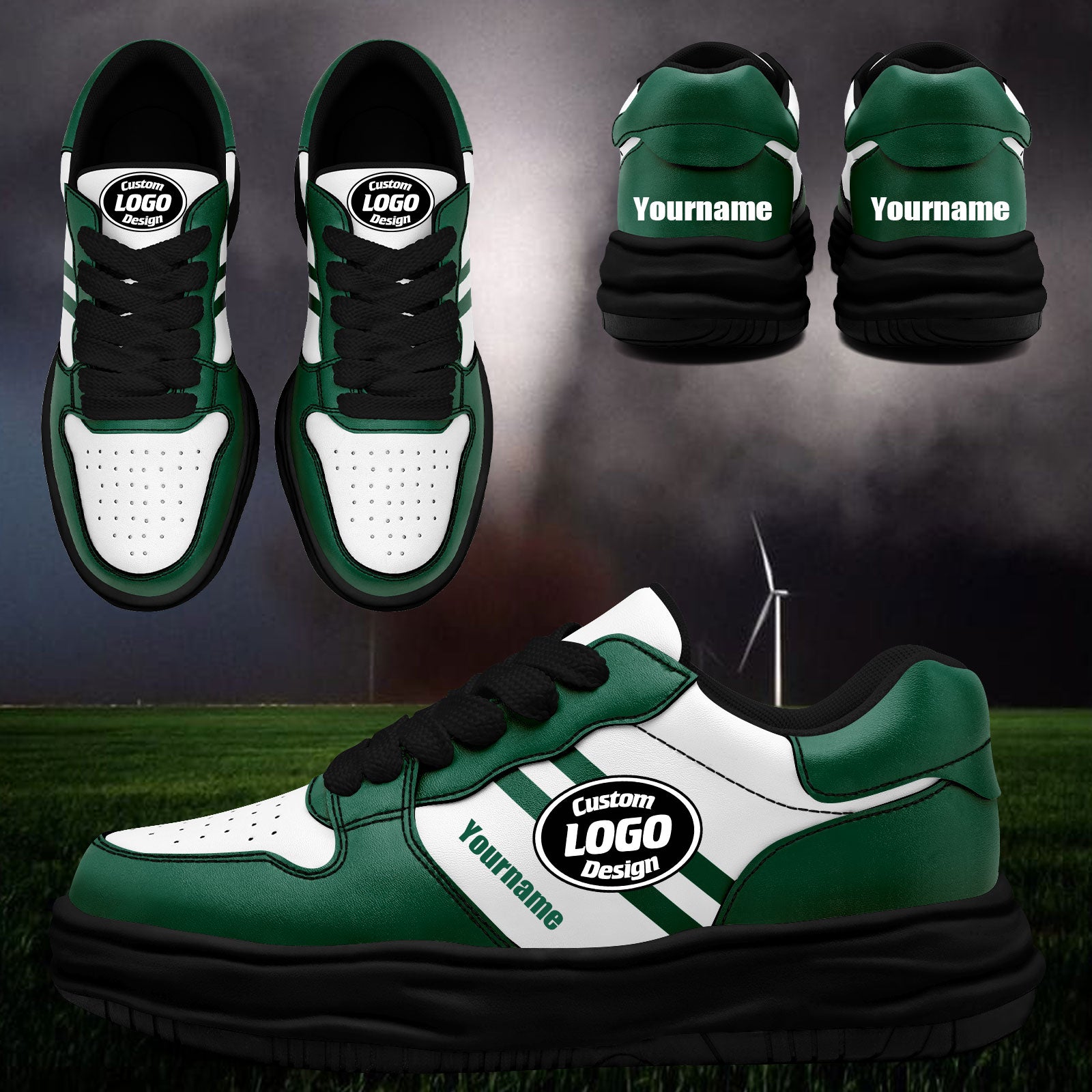 Custom Green White New York Shoes Personalized Sneaker FN032-D020389-28