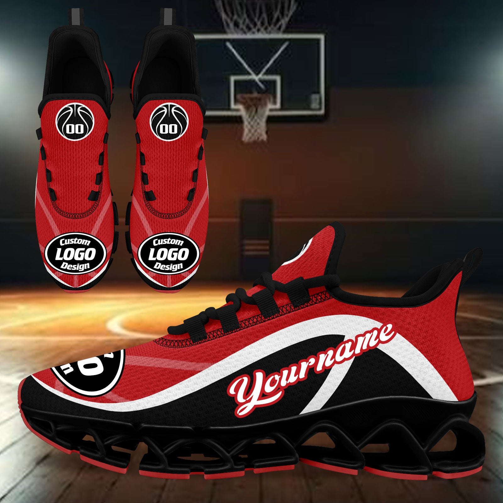Custom Red Black Maxsoul Shoes Personalized Sneaker FN003XD-D020391-2