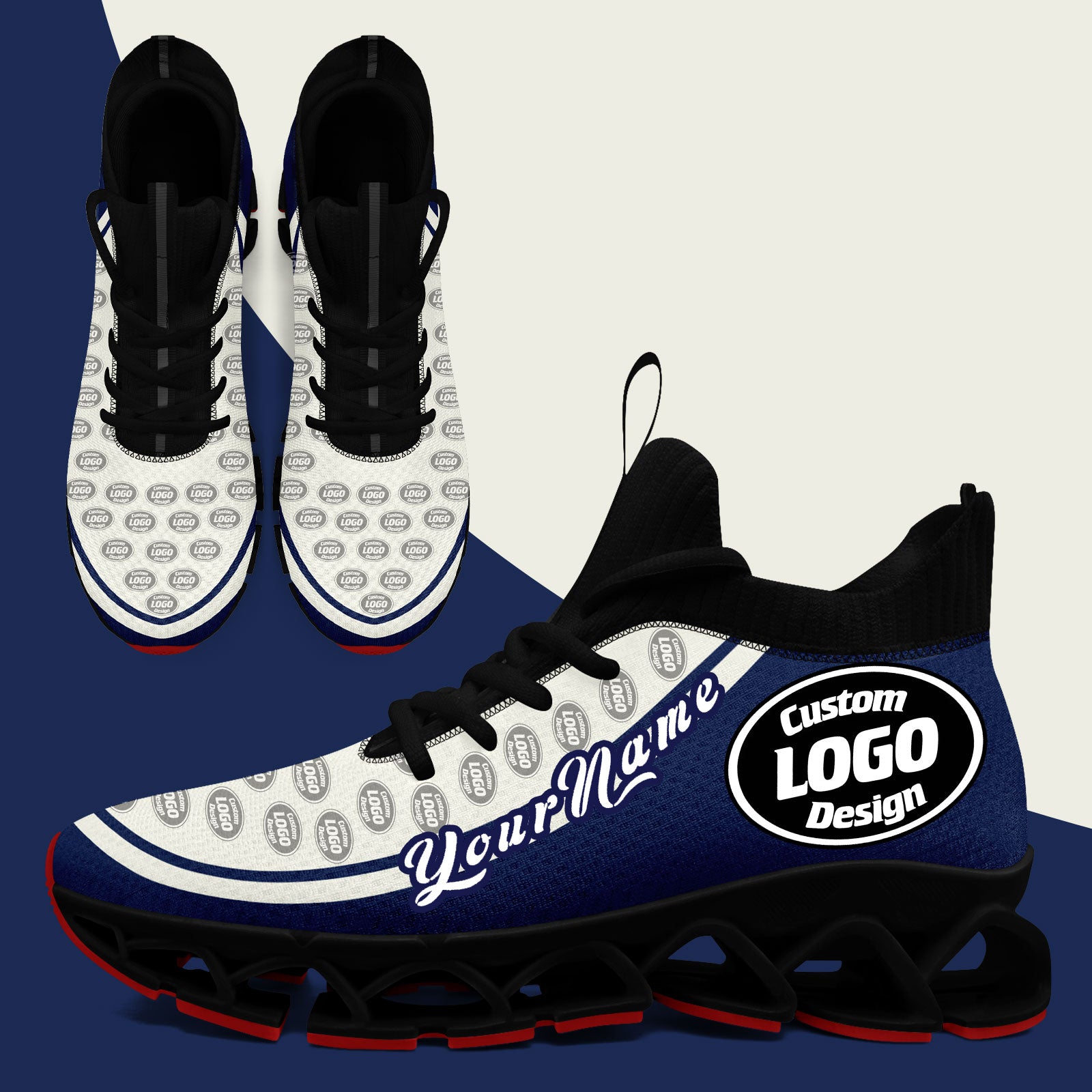 Custom Cream Navy Maxsoul Shoes Personalized Sneaker FN030XD-D020388-12