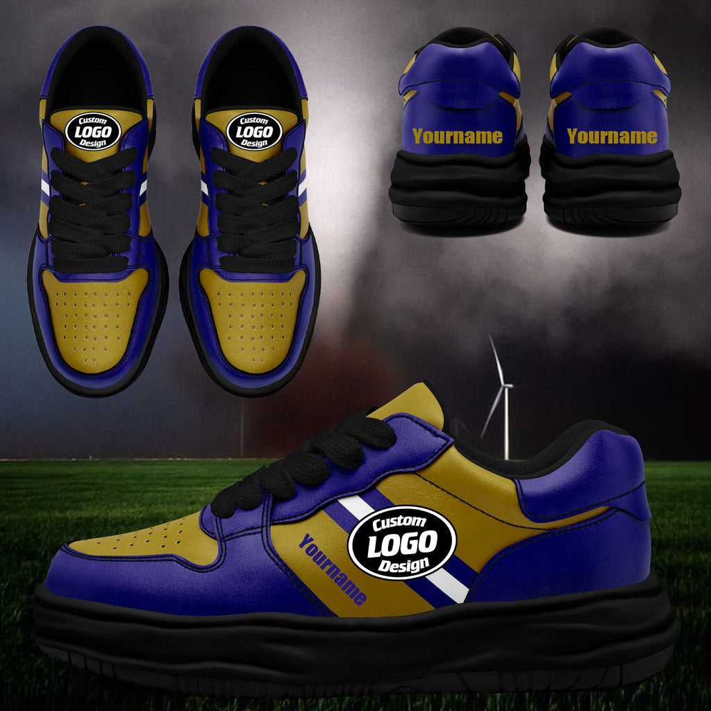 Custom Purple Yellow Baltimore Shoes Personalized Sneaker FN032-D020389-2