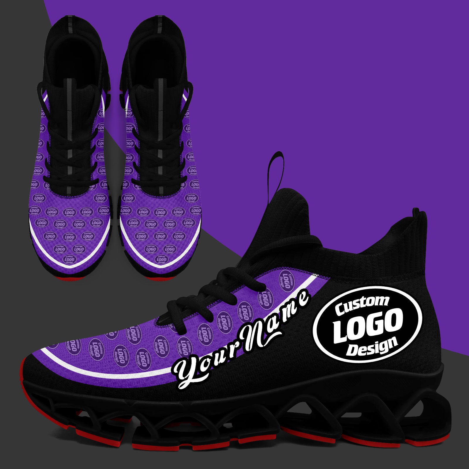 Custom Purple Black Maxsoul Shoes Personalized Sneaker FN030XD-D020388-15