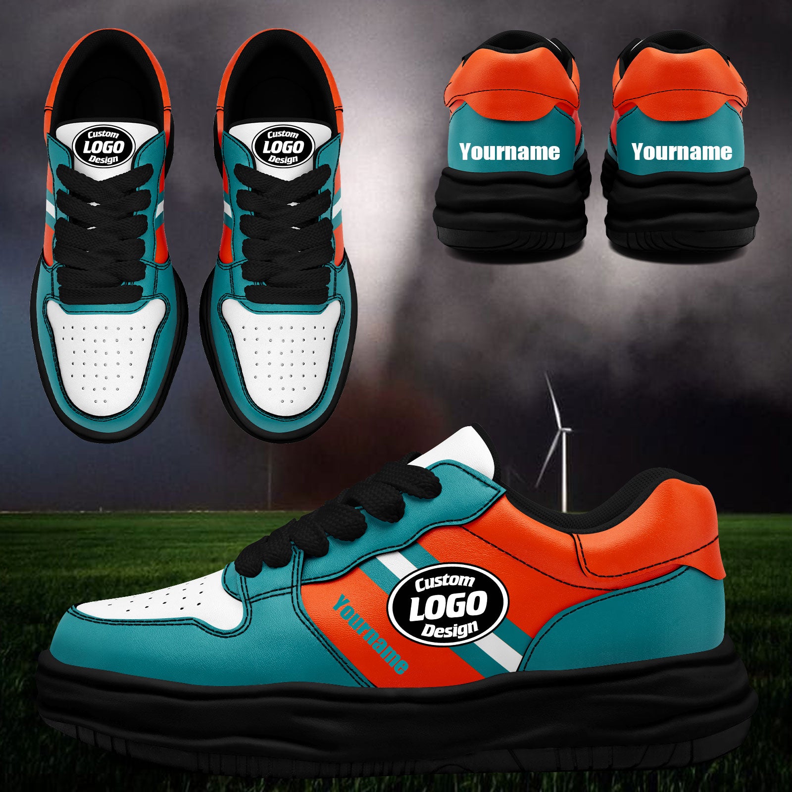 Custom Green Orange Miami Shoes Personalized Sneaker FN032-D020389-24