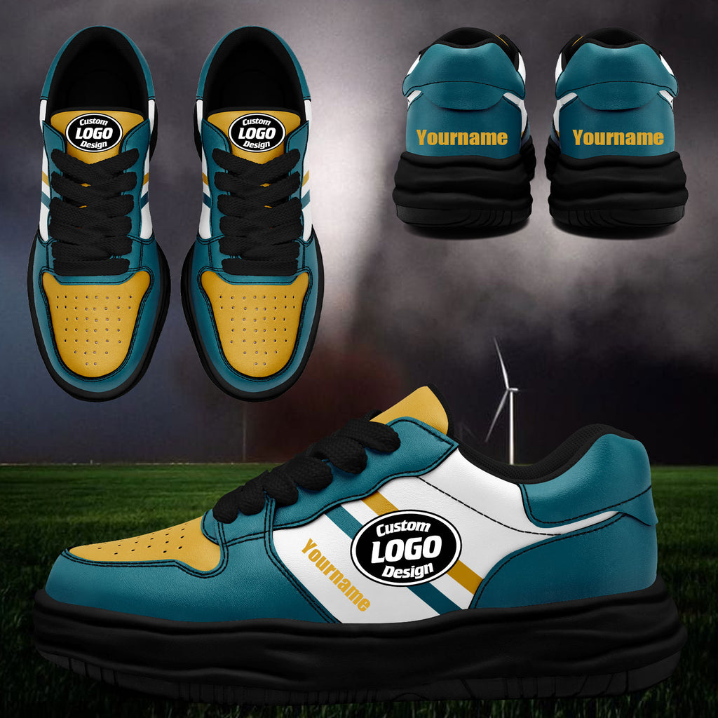Custom Green Yellow Jacksonville Shoes Personalized Sneaker FN032-D020389-16