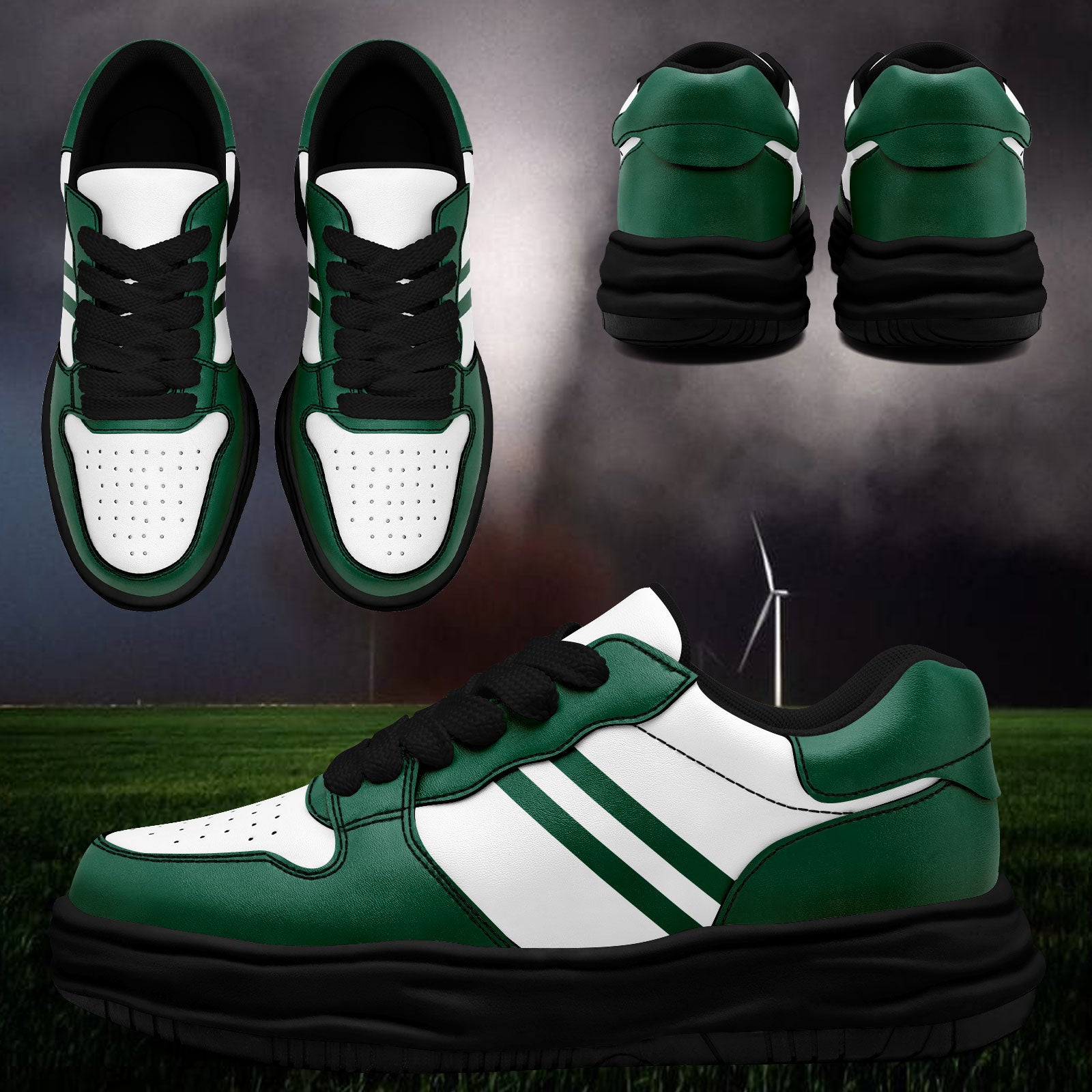 Custom Green White New York Shoes Personalized Sneaker FN032-D020389-28