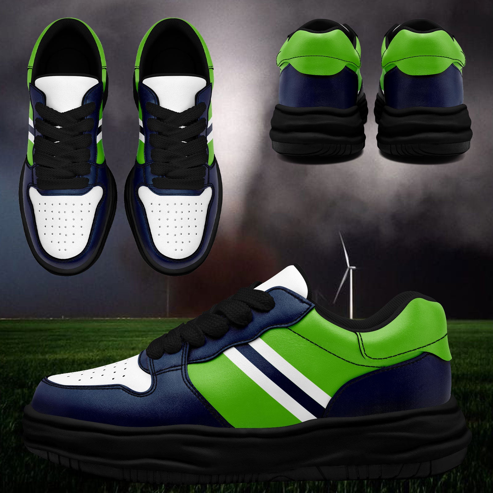 Custom Blue Green Seattle Shoes Personalized Sneaker FN032-D020389-27
