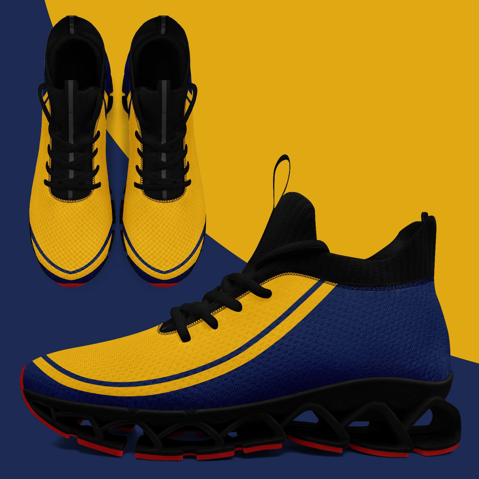 Custom Navy Yellow Maxsoul Shoes Personalized Sneaker FN030XD-D020388-13