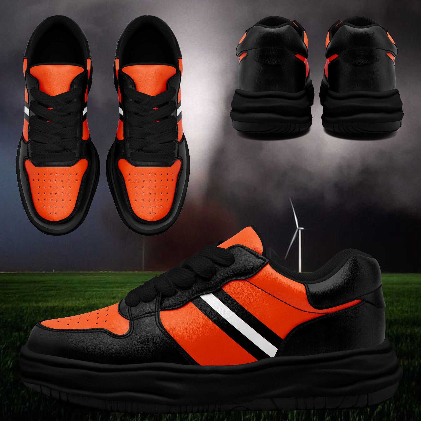 Custom Black Orange Cincinnati Shoes Personalized Sneaker FN032-D020389-6