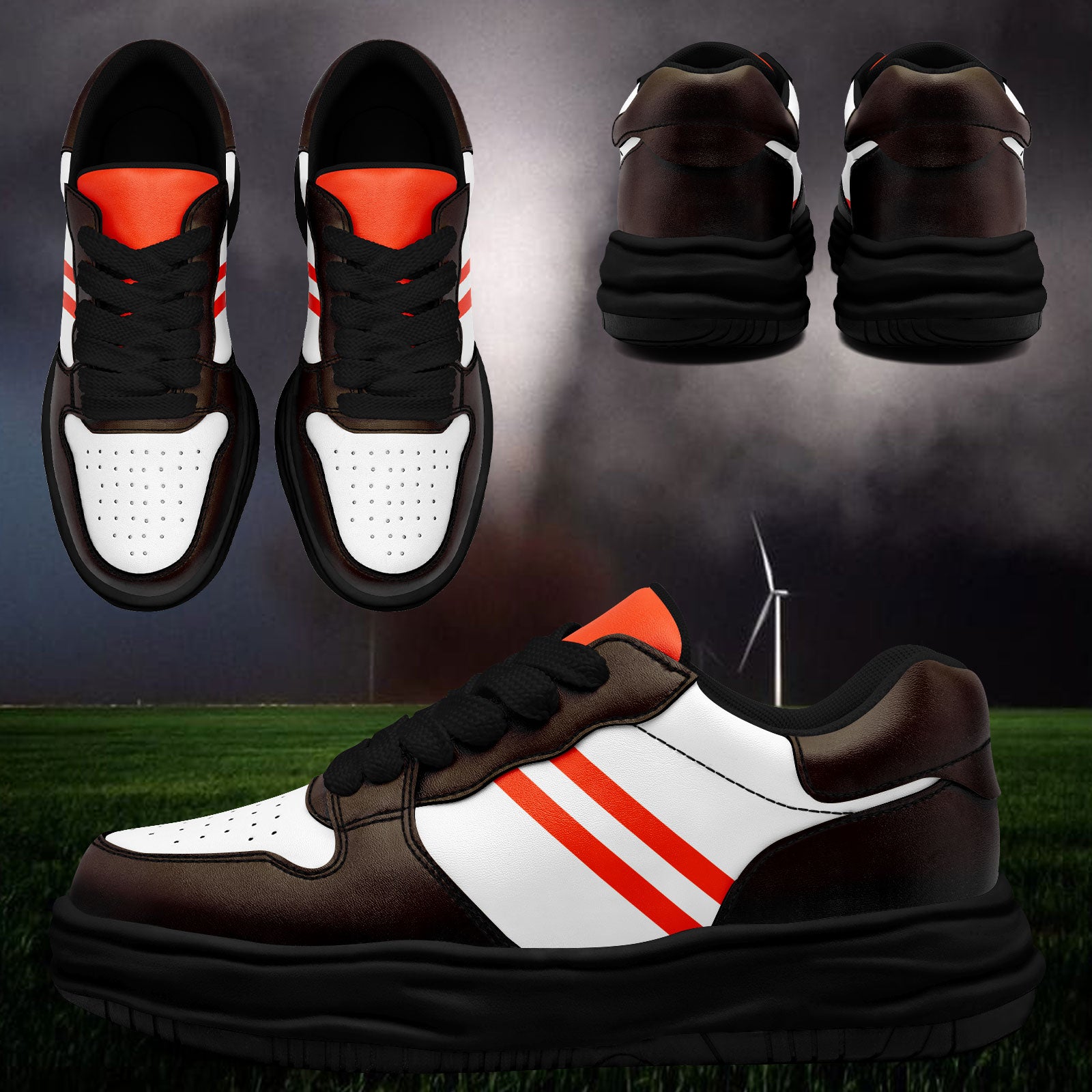 Custom Brown Orange Cleveland Shoes Personalized Sneaker FN032-D020389-8