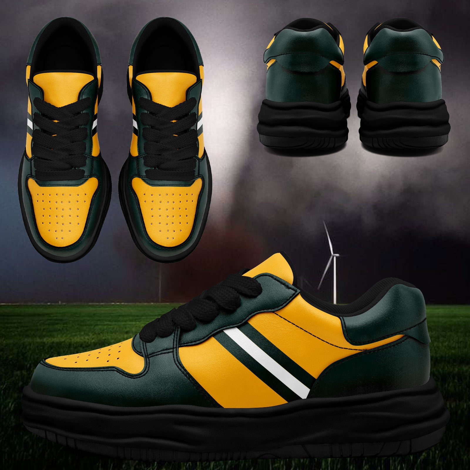 Custom Green Yellow Green Bay Shoes Personalized Sneaker FN032-D020389-13