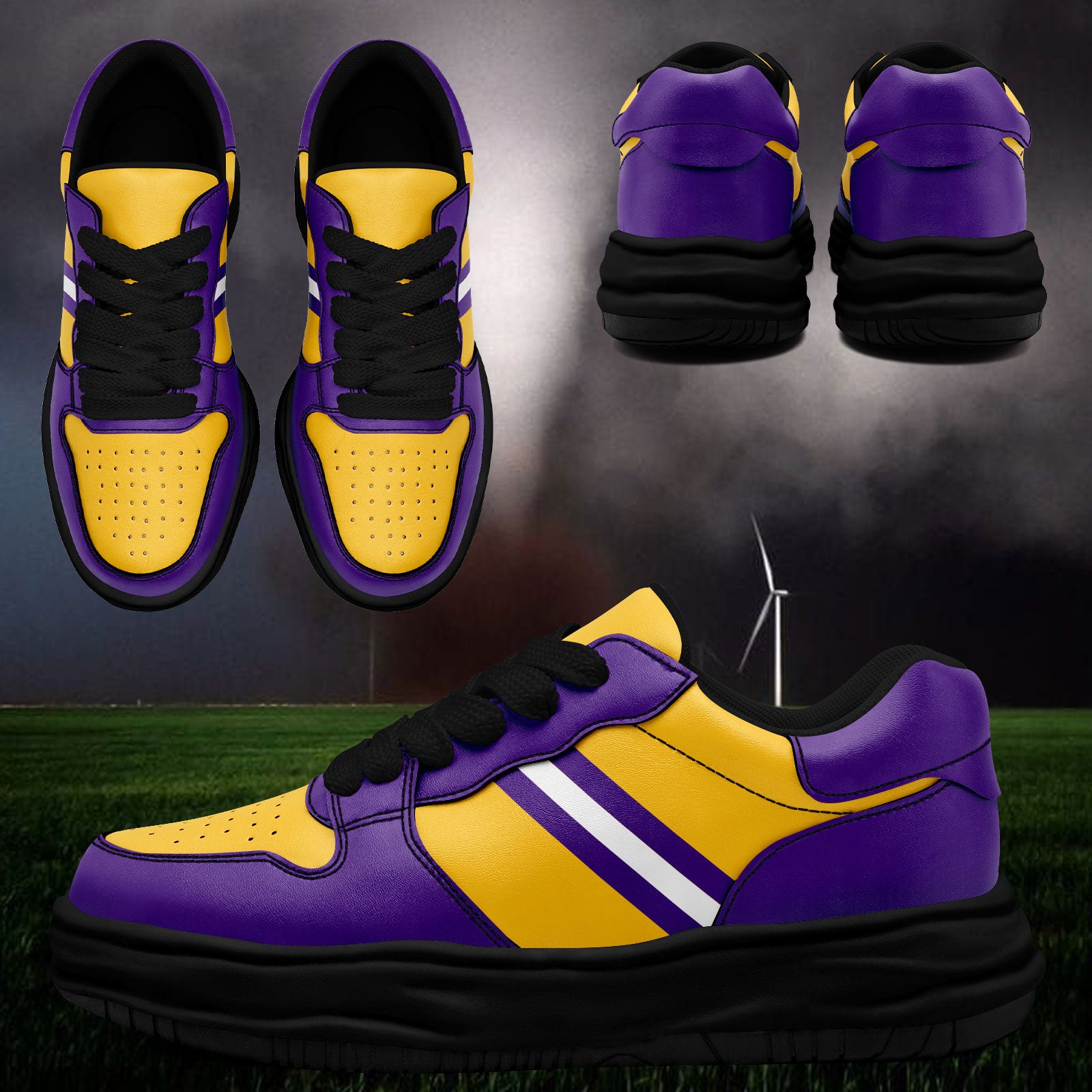 Custom Purple Yellow Minnesota Shoes Personalized Sneaker FN032-D020389-17
