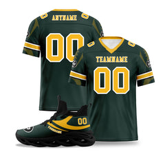 Custom Green Green Bay Football Jersey and Sports Shoes Combo Offer Personalized Combo ZH-D025008-13