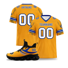 Custom Yellow Los Angeles Football Jersey and Sports Shoes Combo Offer Personalized Combo ZH-D025008-14