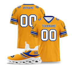 Custom Yellow Los Angeles Football Jersey and Sports Shoes Combo Offer Personalized Combo ZH-D025008-14