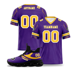 Custom Purple Minnesota Football Jersey and Sports Shoes Combo Offer Personalized Combo ZH-D025008-15